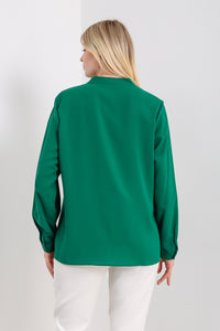 Oversized Long Sleeves Top with Button Details in Green