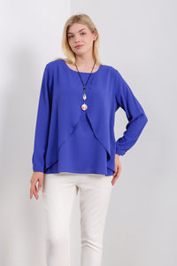 Oversized Long Sleeves Layered Blouse in Royal Blue