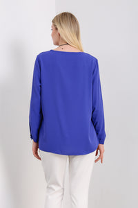 Oversized Long Sleeves Layered Blouse in Royal Blue