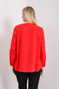 Oversized Long Sleeves Layered Blouse in Red