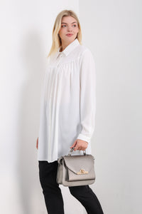 Relaxed Fit Long Sleeves Tunic in White