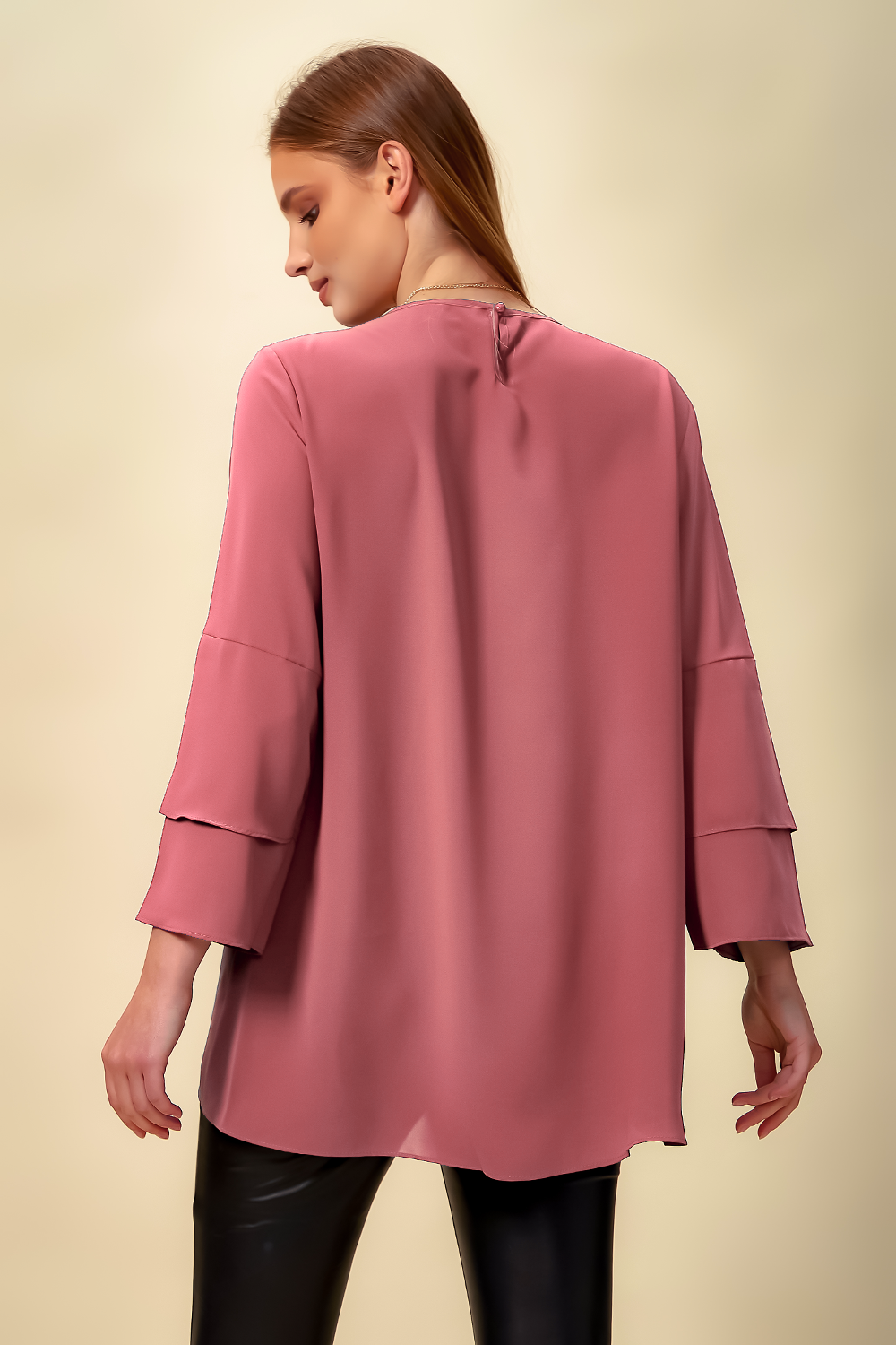 Oversized Asymmetric Layered Top in Pink