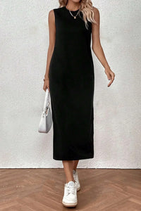Black 100% Cotton Jersey Sleeveless Dress
