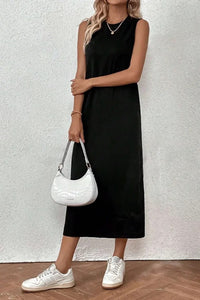 Black 100% Cotton Jersey Sleeveless Dress