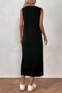 Black 100% Cotton Jersey Sleeveless Dress