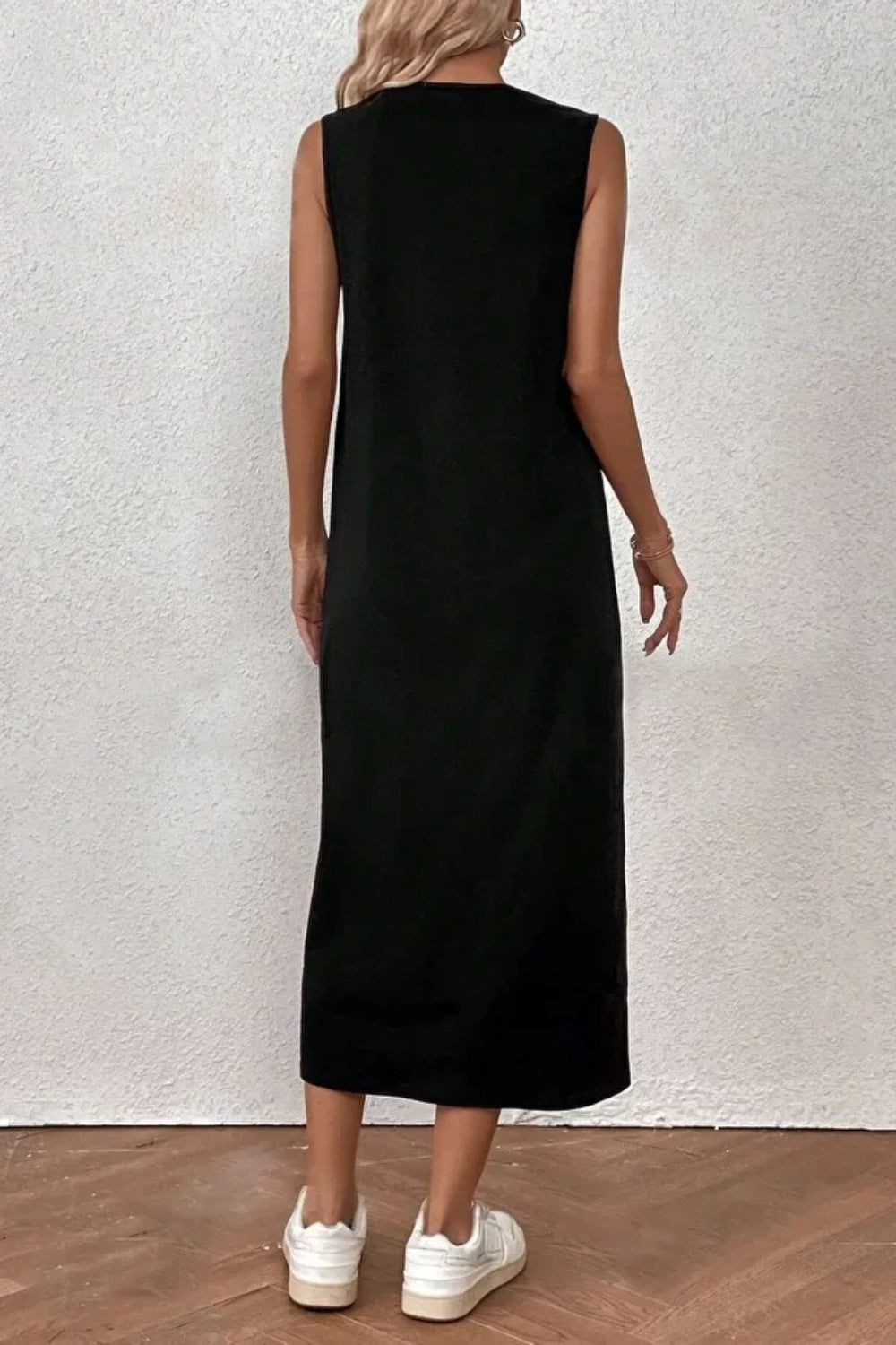 Black 100% Cotton Jersey Sleeveless Dress