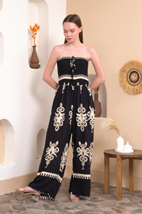 Oversized Printed Jumpsuit in Black