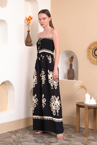 Oversized Printed Jumpsuit in Black