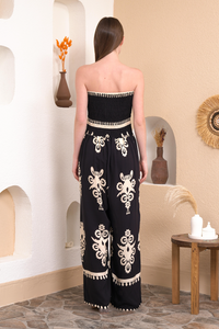 Oversized Printed Jumpsuit in Black