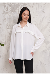 Oversized Frill Detailed Long Sleeves Blouse Shirt in White