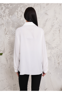 Oversized Frill Detailed Long Sleeves Blouse Shirt in White