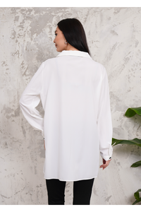 Oversized Long Sleeves Button Detailed Tunic in White