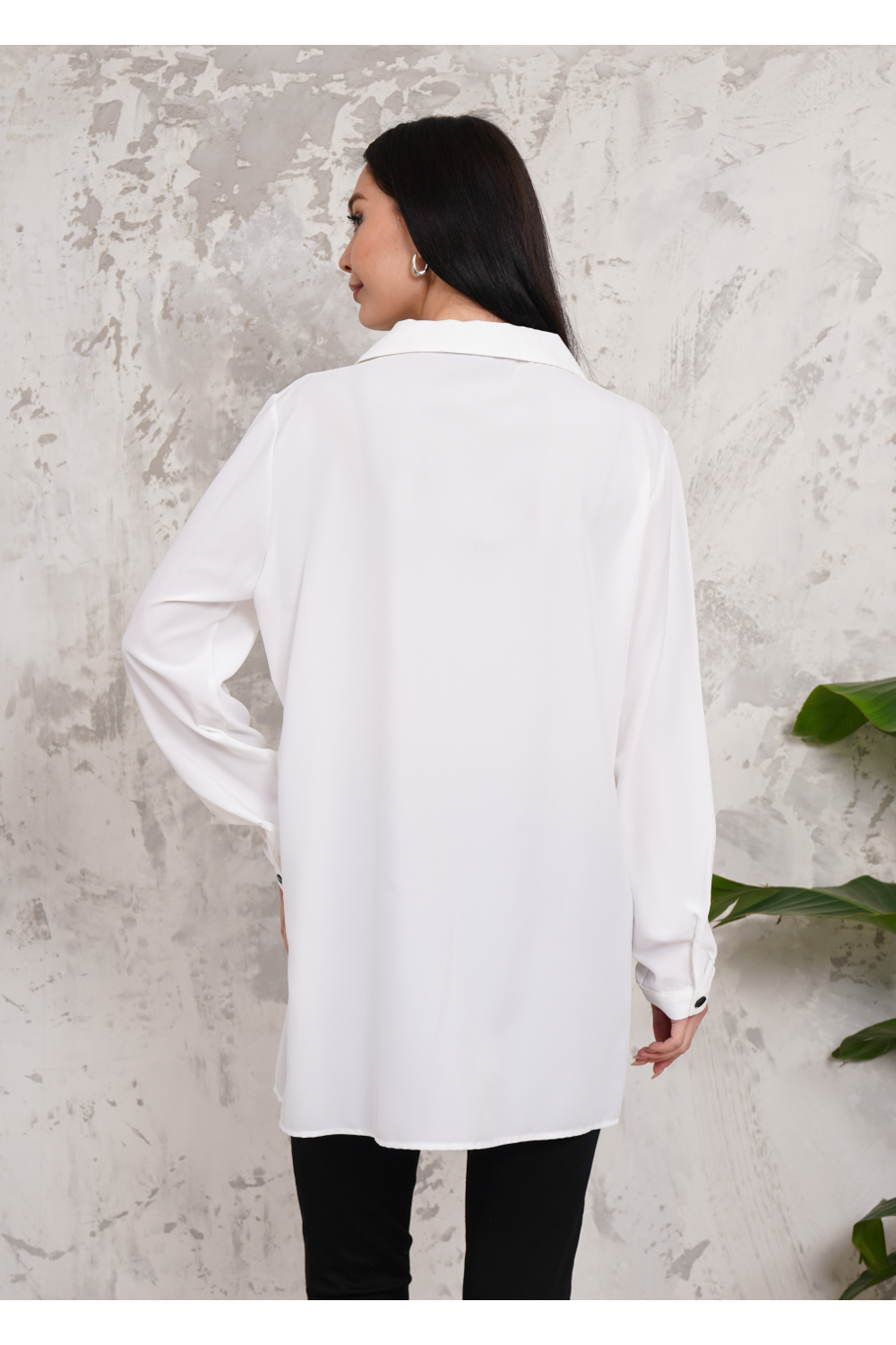Oversized Long Sleeves Button Detailed Tunic in White