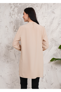 Oversized Long Sleeves Brooch Detailed Tunic