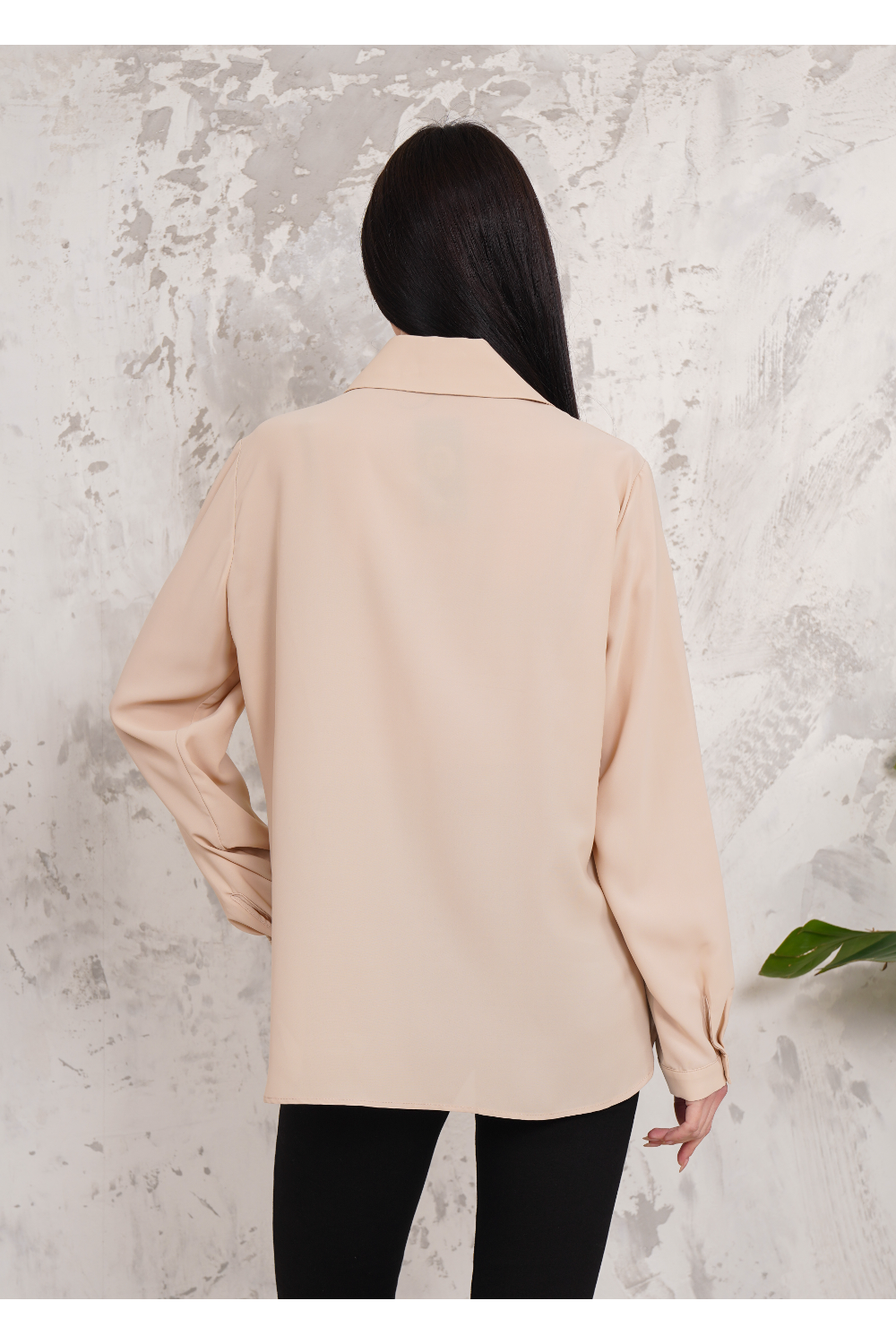 Oversized Frill Detailed Long Sleeves Blouse Shirt in Beige