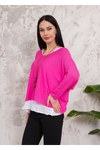 Oversized Long Sleeves Double Layered Top in Pink