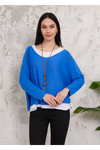 Oversized Long Sleeves Double Layered Top in Blue