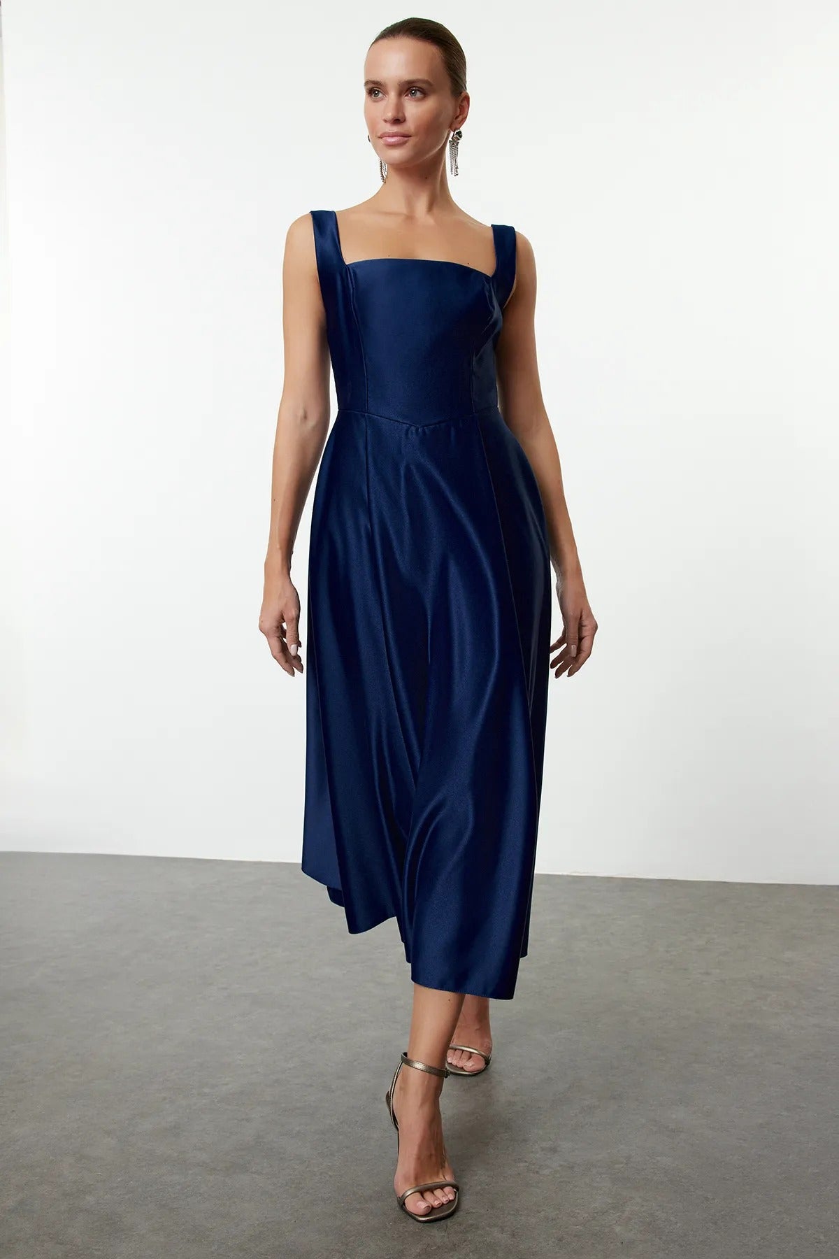 A-Line Satin Woven Elegant Evening Dress