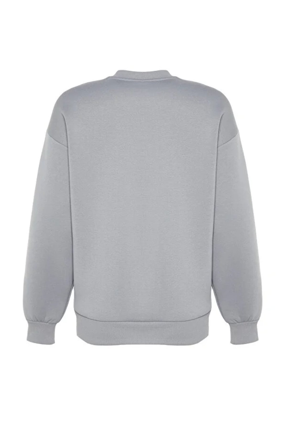 Thick Fleece-Lined Regular Fit Crew Neck Basic Knit Sweatshirt