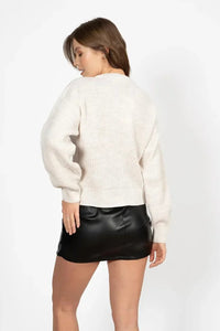 Beige Knit Cardigan with Gold Buttons