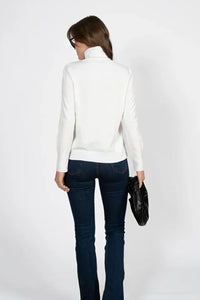 White Full Turtleneck Knit Sweater