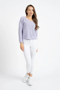 Lilac V-Neck Relaxed Fit Seasonal Knit Sweater