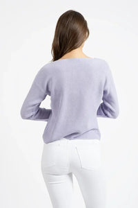 Lilac V-Neck Relaxed Fit Seasonal Knit Sweater