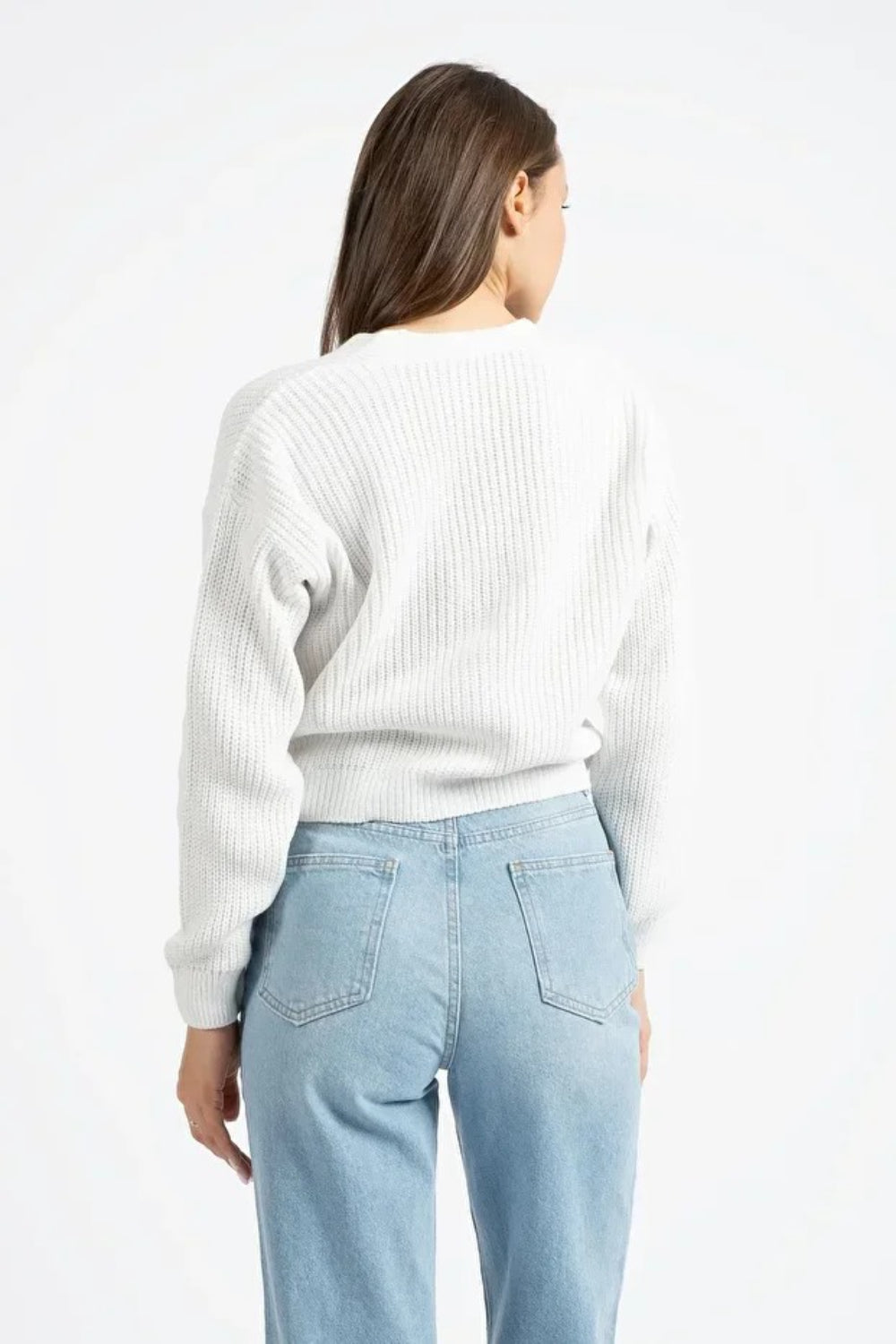 White Buttoned Knit Cardigan