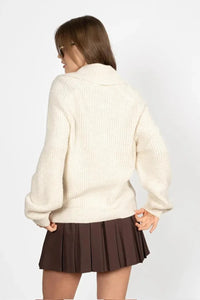 Beige Buttoned Knit Sweater