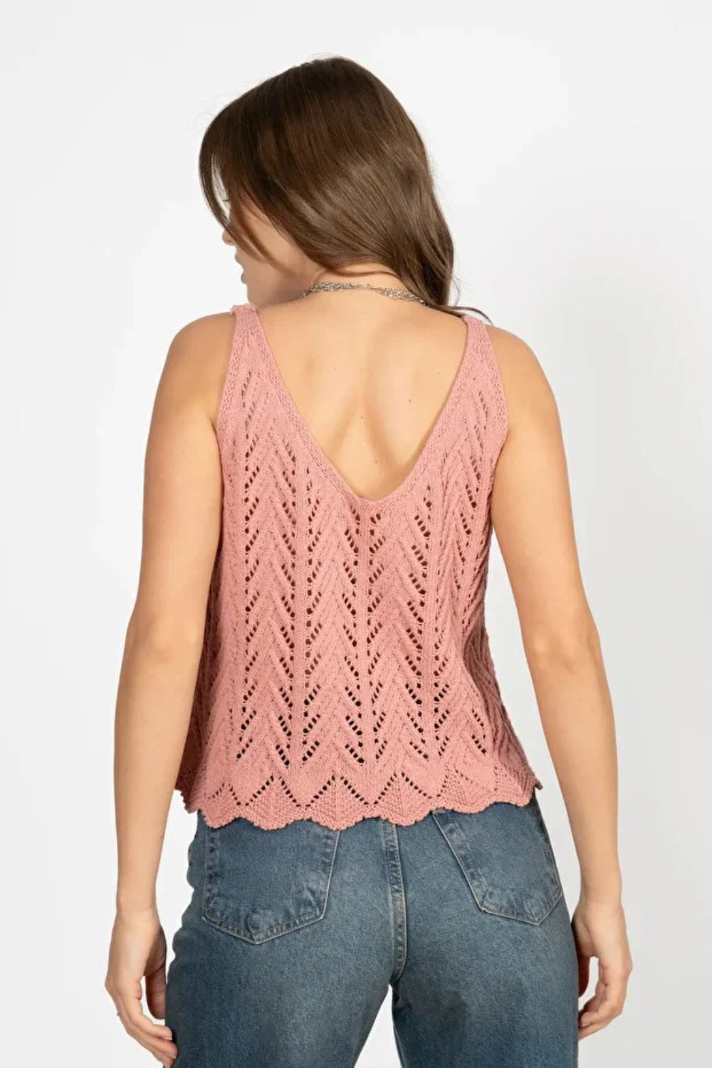 Sleeveless Openwork Knit Top