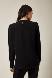 Oversized Top Ruffle Front Relaxed Fit Blouse In Black