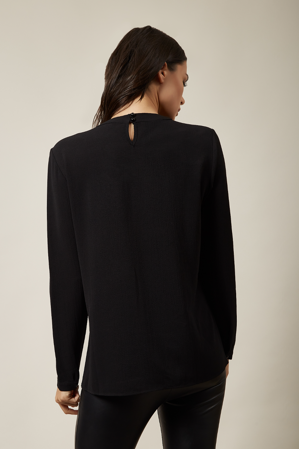 Oversized Top Ruffle Front Relaxed Fit Blouse In Black