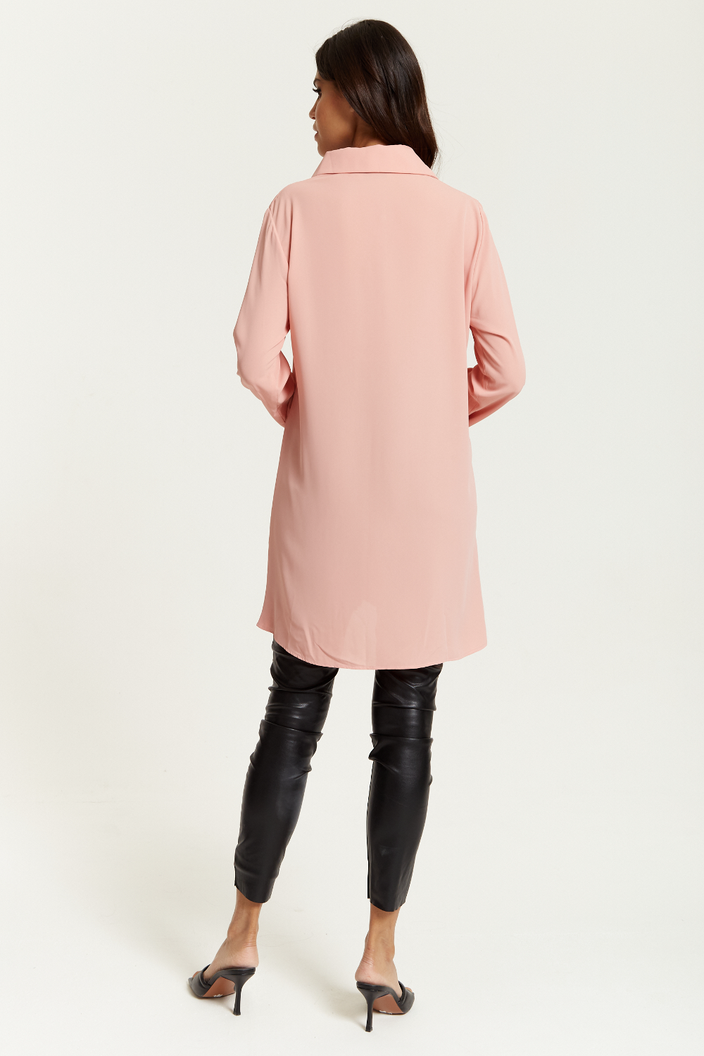 Oversized Shirt Tunic with Long Sleeves in Pink