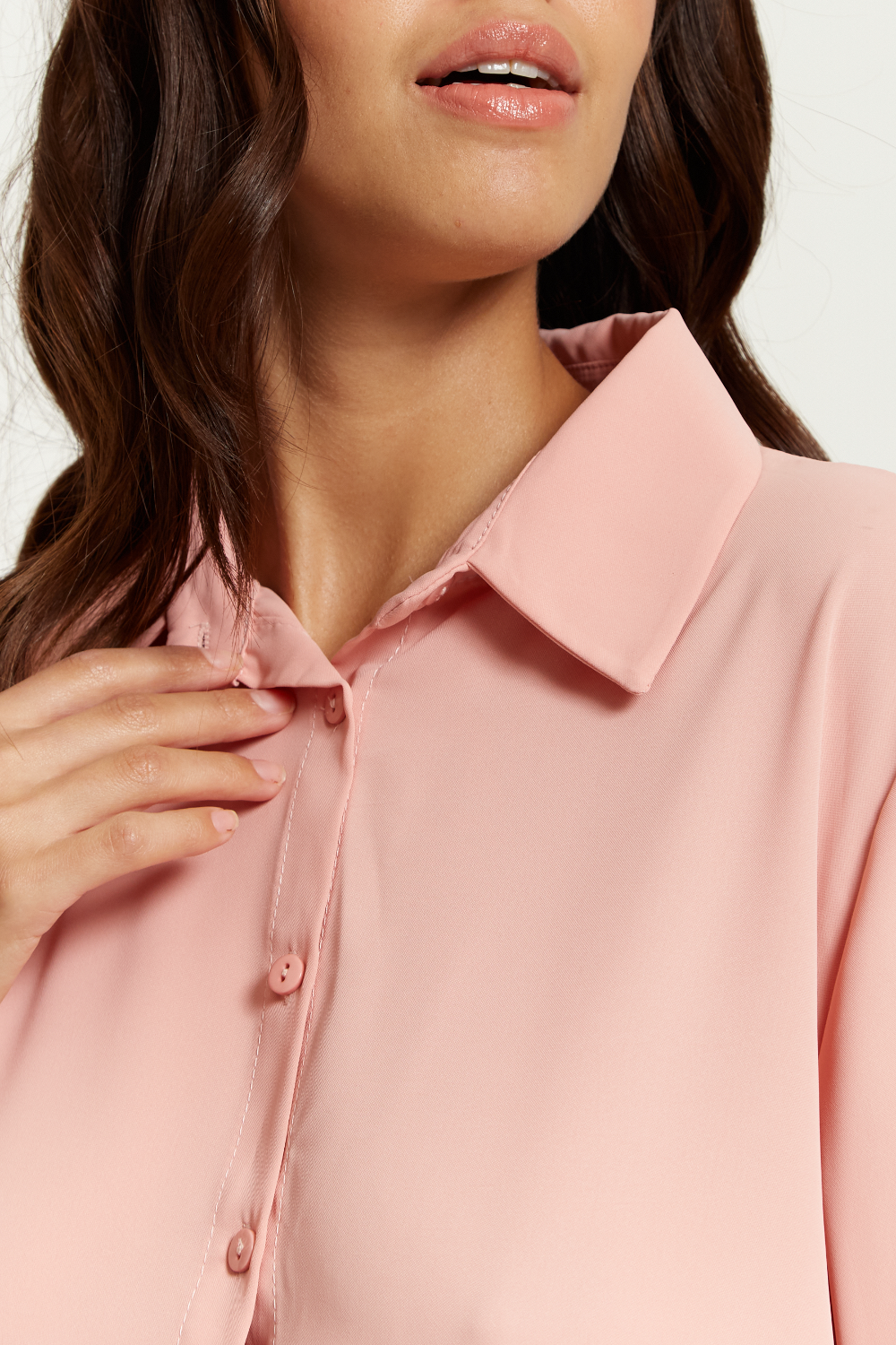 Oversized Shirt Tunic with Long Sleeves in Pink