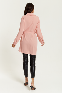 Oversized Shirt Tunic with Long Sleeves in Pink