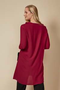 Oversized Tunic with Frill Details in Burgundy