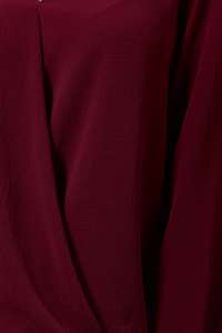 Long Sleeves Oversized Top with Pearl Detail Collar In Burgundy
