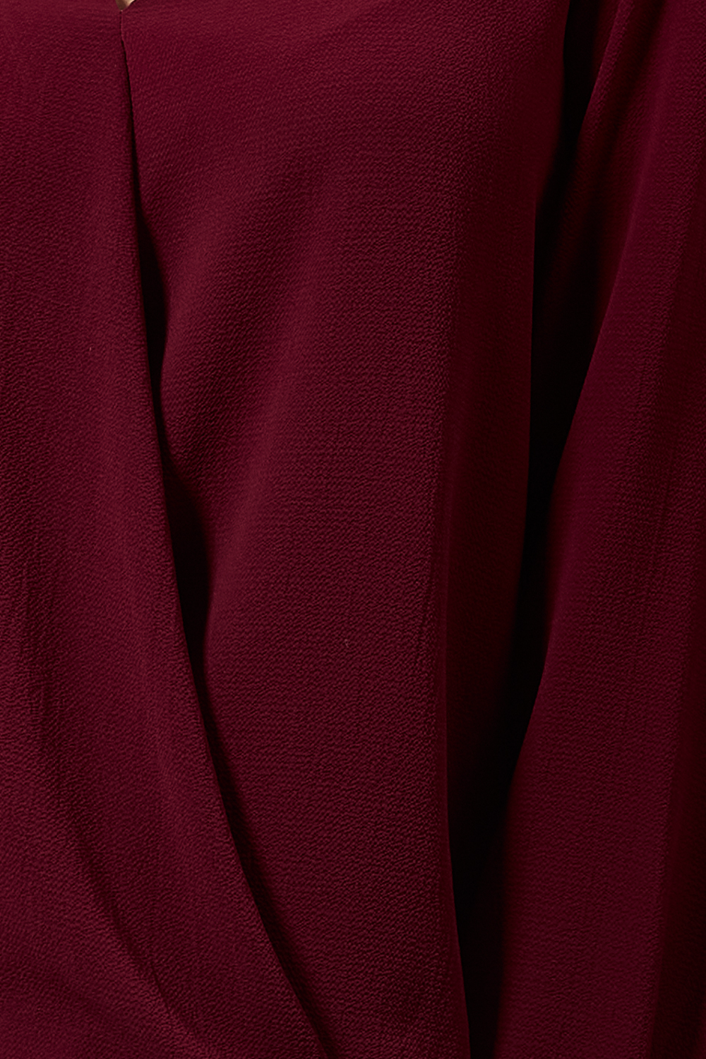 Long Sleeves Oversized Top with Pearl Detail Collar In Burgundy
