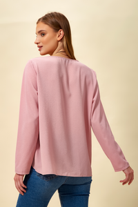 Oversized Asymmetric Top with Necklace in Pink