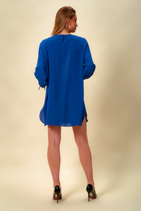 Oversized Patchwork Sleeves Top in Blue