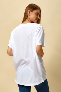 Sequin Flash Top Relaxed Fit In White