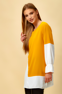 Oversized Colour Block Top in Yellow and White