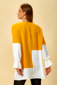 Oversized Colour Block Top in Yellow and White
