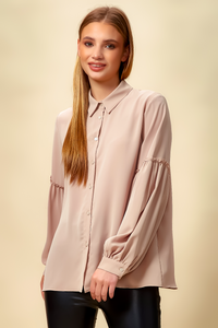 Patchwork Sleeves Shirt in Light Pink