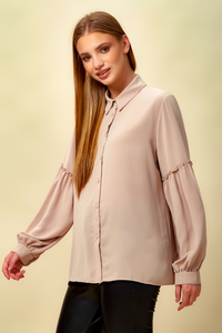 Patchwork Sleeves Shirt in Light Pink