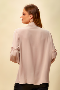 Patchwork Sleeves Shirt in Light Pink