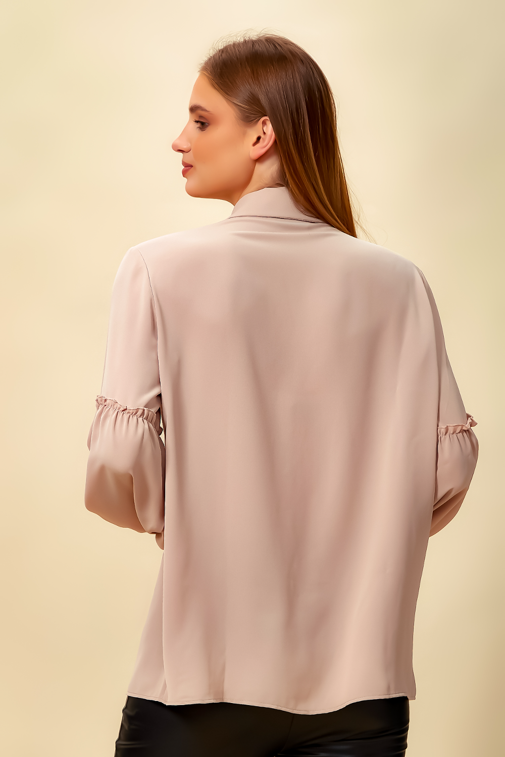 Patchwork Sleeves Shirt in Light Pink