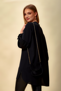 Oversized Patchwork Sleeves Top in Black