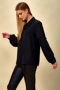 Patchwork Sleeves Shirt in Black