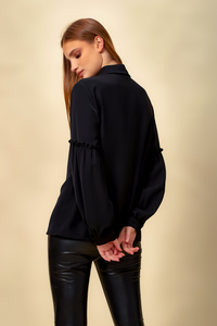 Patchwork Sleeves Shirt in Black